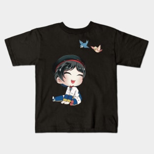 Smiling Neige LeBlanche Chibi with Birds Kids T-Shirt